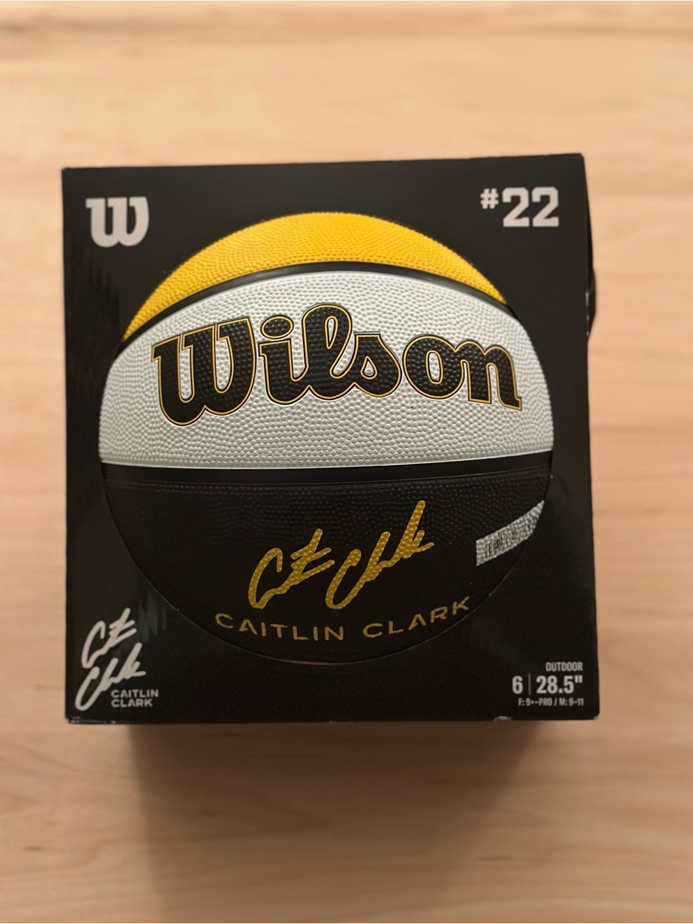 Wilson Signature Caitlin Clark Basketball - White, Black, Yellow